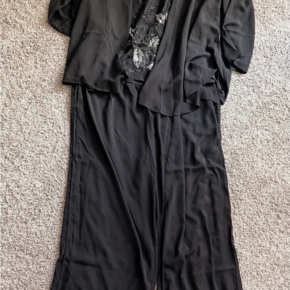 LAX Plus Size 3-Piece Lace Sequin Set | Jacket, Lined Top & Elastic Waist Pants - Picture 2 of 12